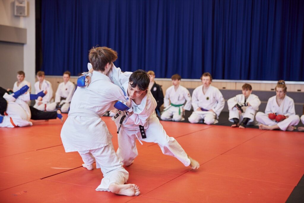 To elever træner kampsport indenfor